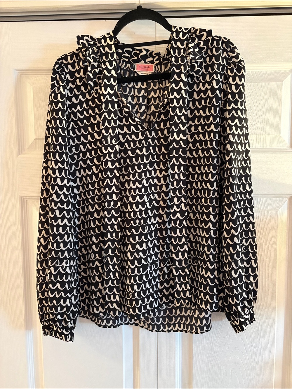 kate spade Black & White Scribble-Print Blouse